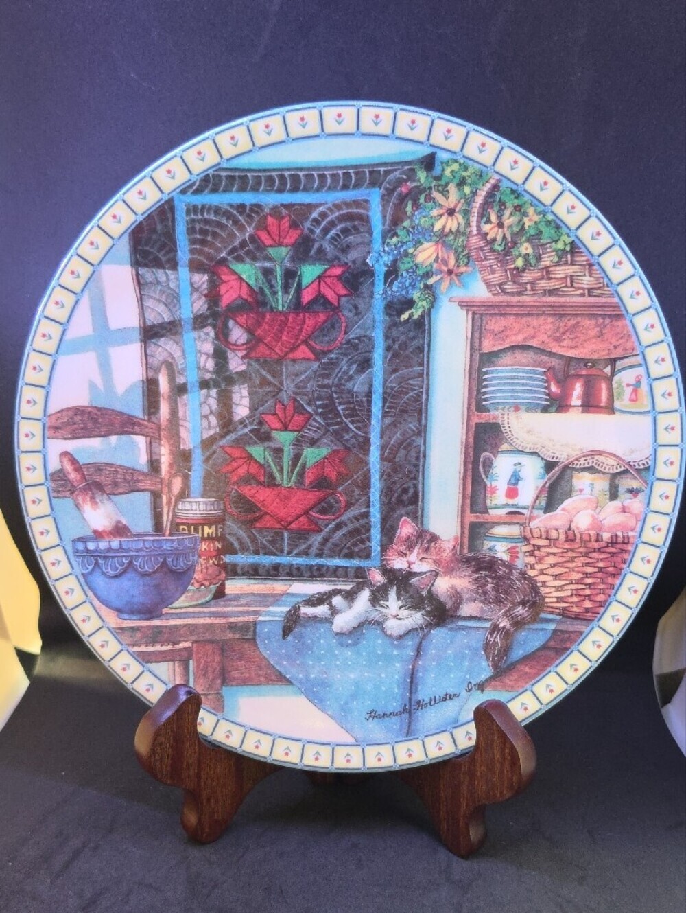 Knowles Blue Cat Kitchen Art Plate - Picture 2 of 5